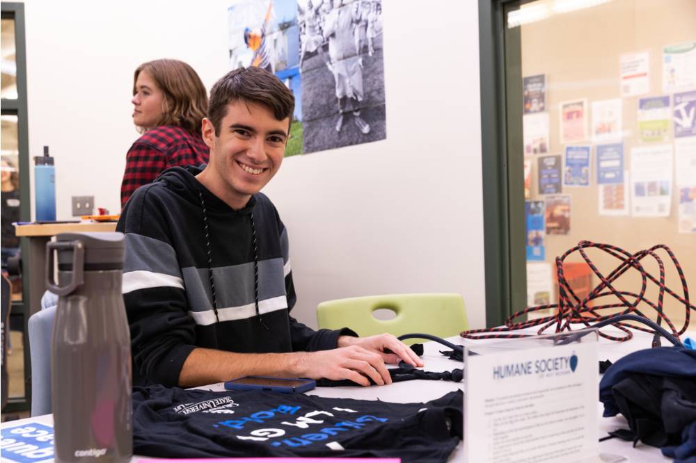 Happy service student